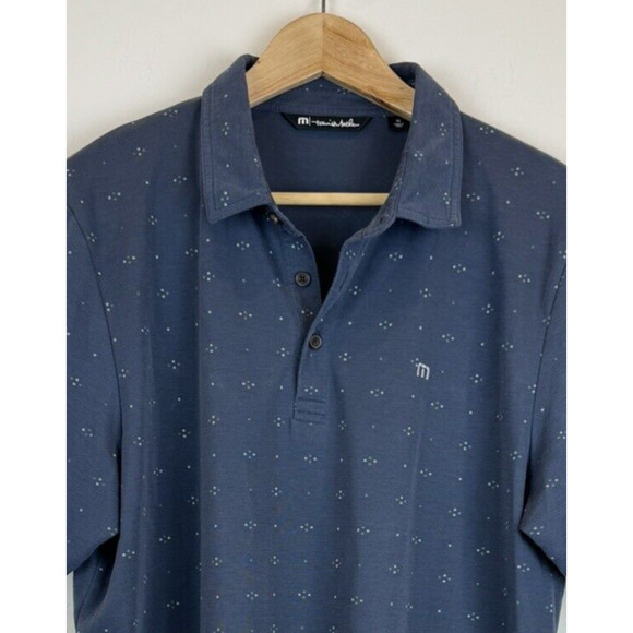 Travis Mathew Golf Polo Shirt Men's XL Blue Spots Stretch Pima Cotton Blend - Picture 2 of 5